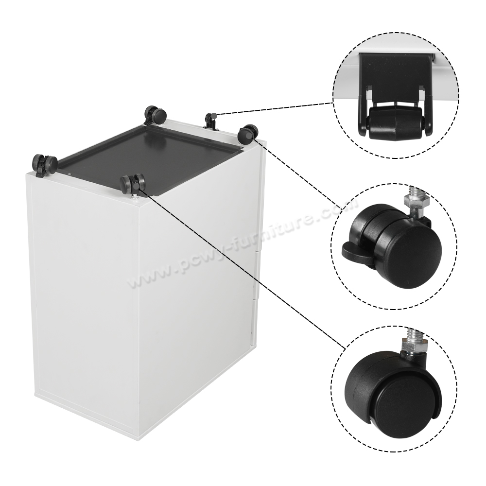 5 wheels on mobile 3 drawer file cabinet