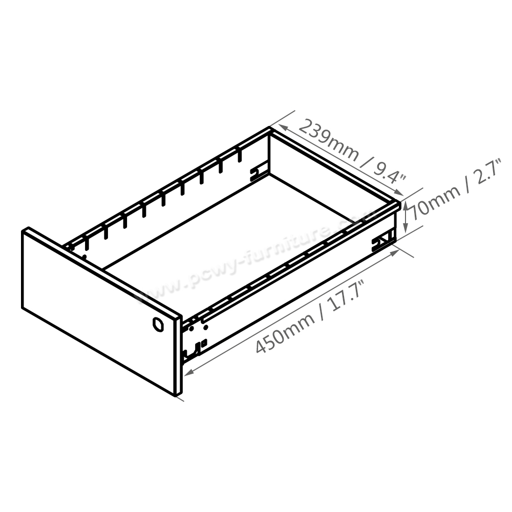 metal filing cabinet detailed dimension